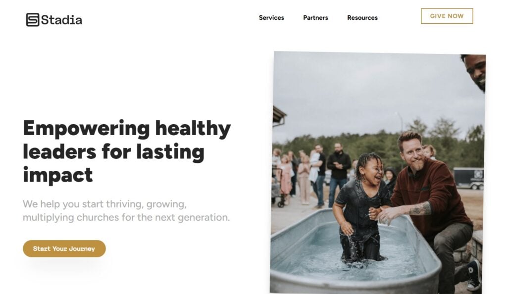 The Stadia Church Planting webpage screenshot