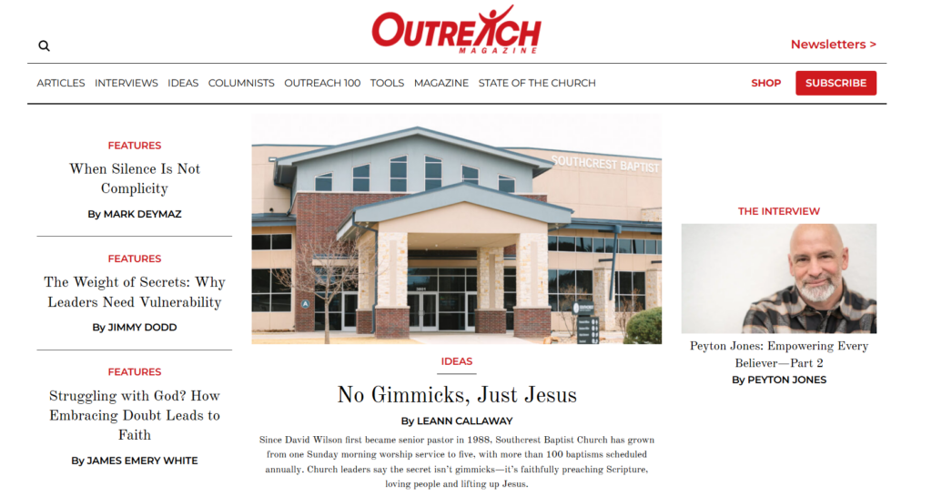 Outreach Magazine church leadership and ministry news